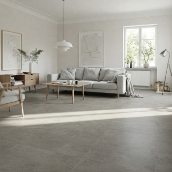 Posadzka z mikrocemenu w pokoju