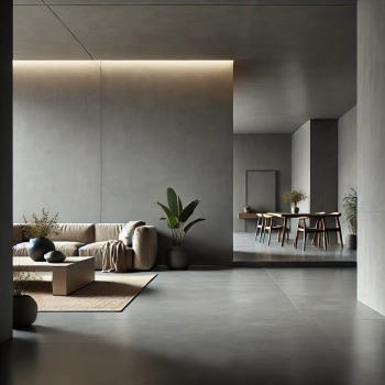 Posadzka z mikrocemenu w salonie